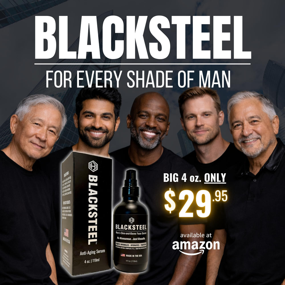 Sérum BLACKSTEEL — application matinale rapide et pratique.