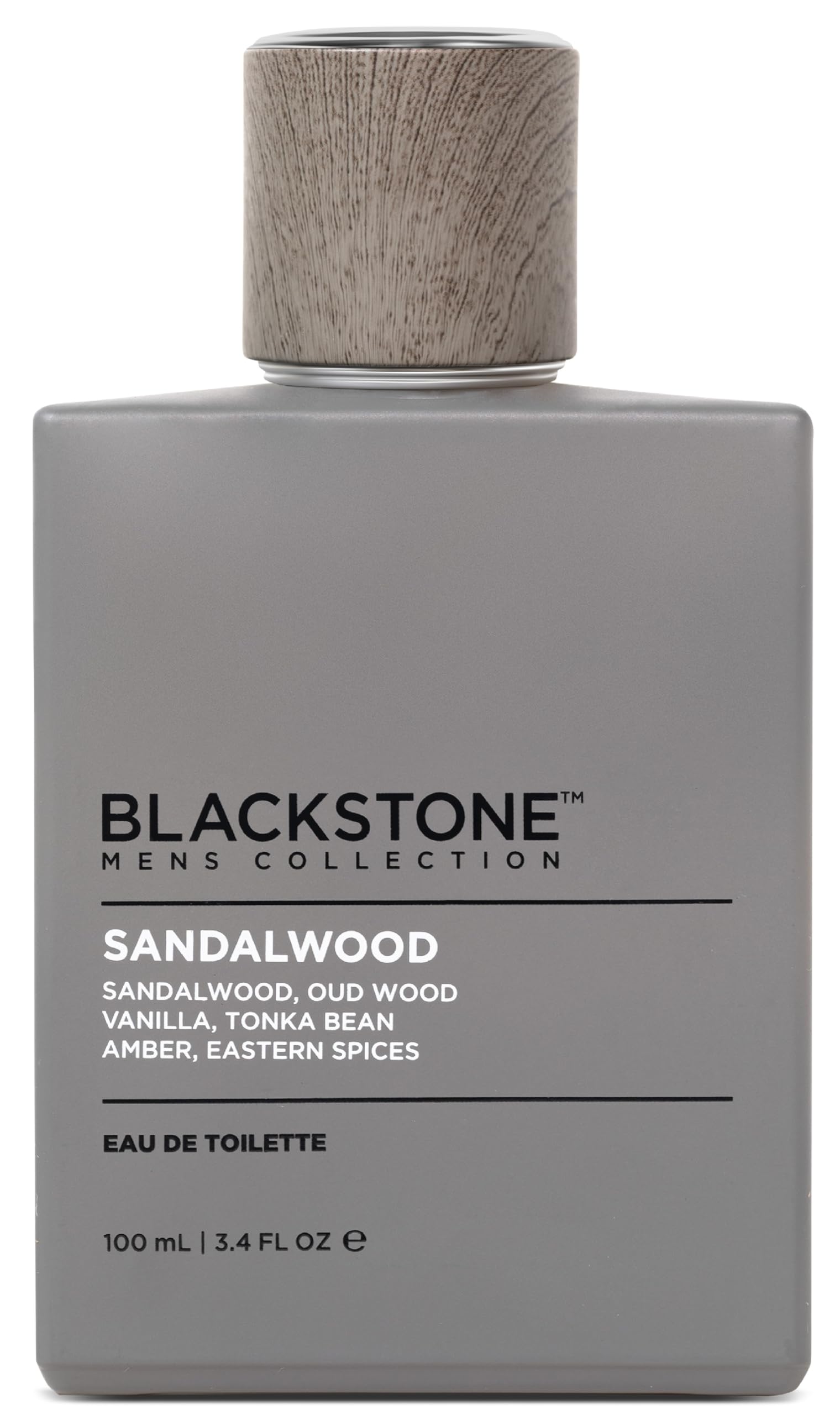 Blackstone botella de sándalo, fragancia masculina para uso diario y presencia duradera.