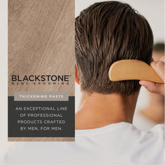 Blackstone Matte Finish hair image suggests day-long low-shine style without waxy residue.