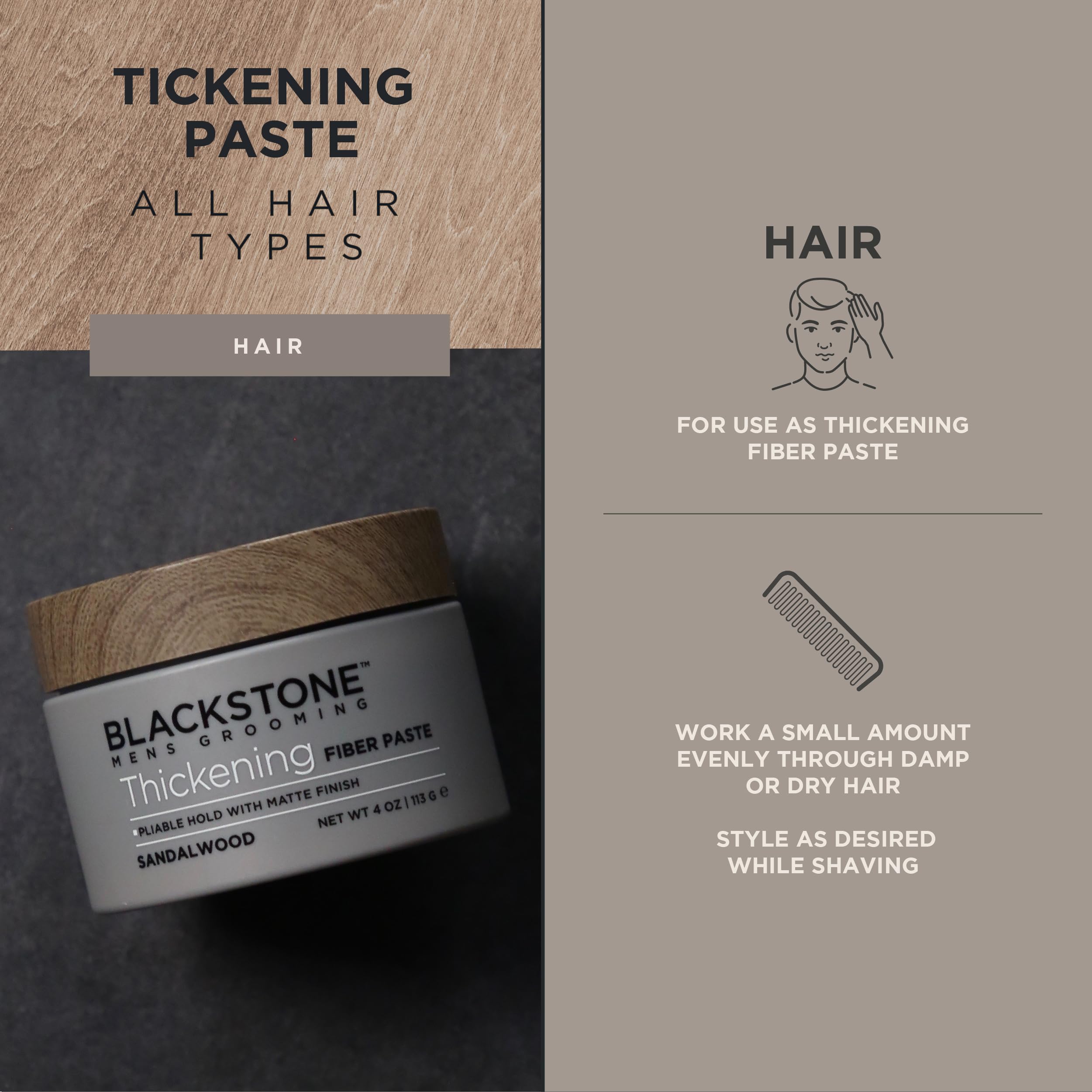 Blackstone Water-based formula application captures lightweight texture ideal for reworkable hairstyles.