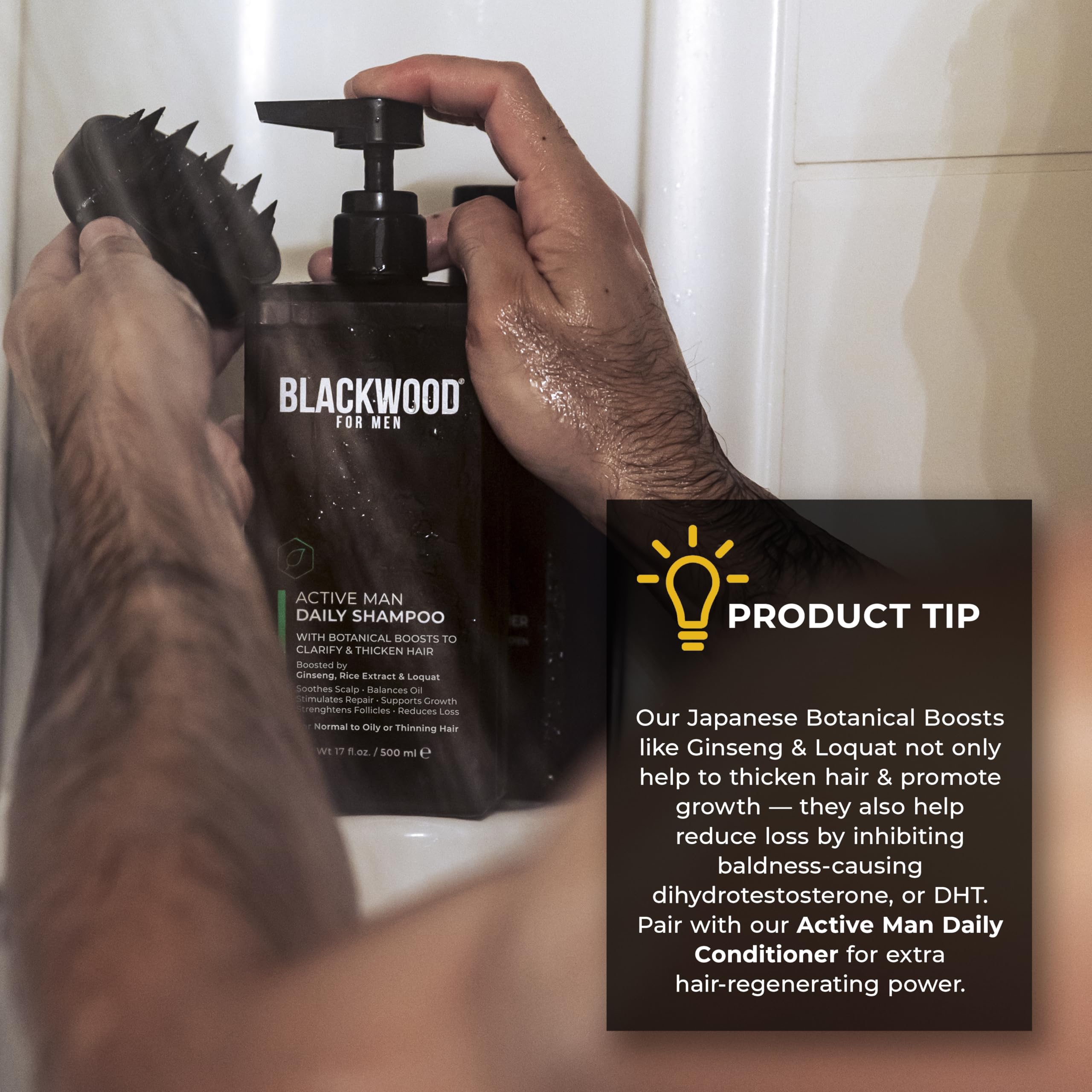 Blackwood For Men: contiene ginseng y loquat para apoyar la salud capilar.