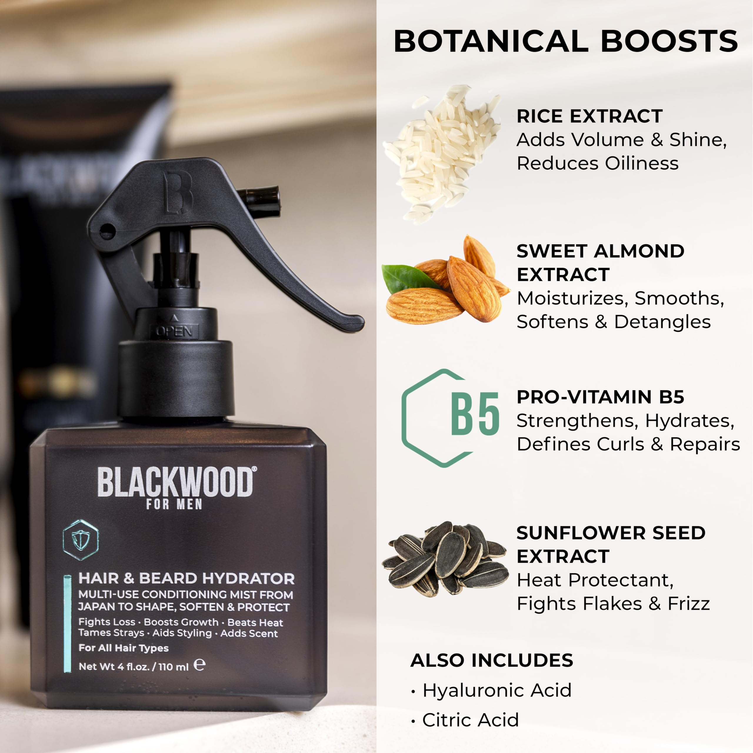 Blackwood For Men Hydratante para Cabello y Barba, barba arreglada, control del frizz suave.