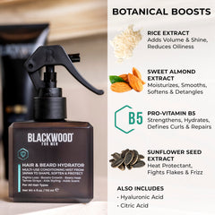 Blackwood For Men Hydratante para Cabello y Barba, barba arreglada, control del frizz suave.