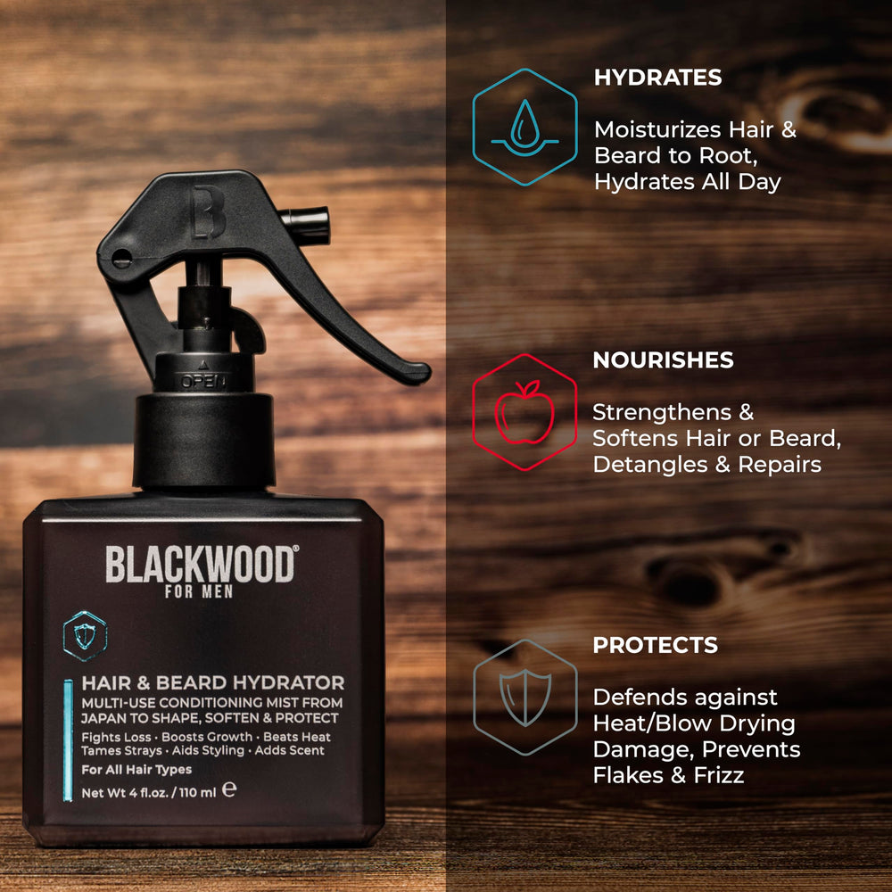 Blackwood For Men Hydratante para Cabello y Barba, extracto de arroz, brillo natural.