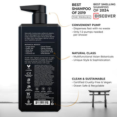 Blackwood For Men Hydroblast Shampoo, primer-plano: muestra fórmula nutritiva para cabellos rizados.