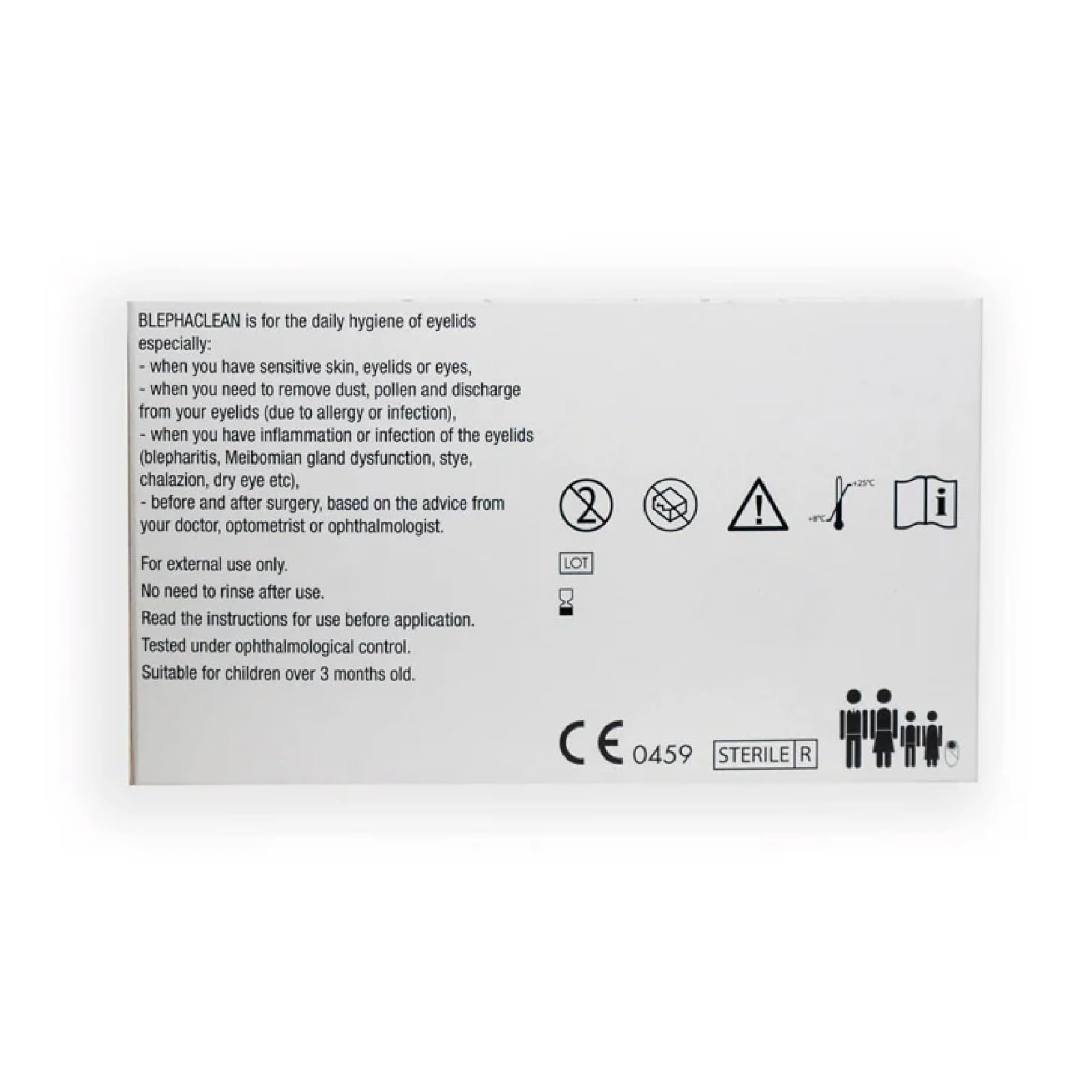 Blephaclean sachet refermable pour une utilisation rapide et hygiénique.
