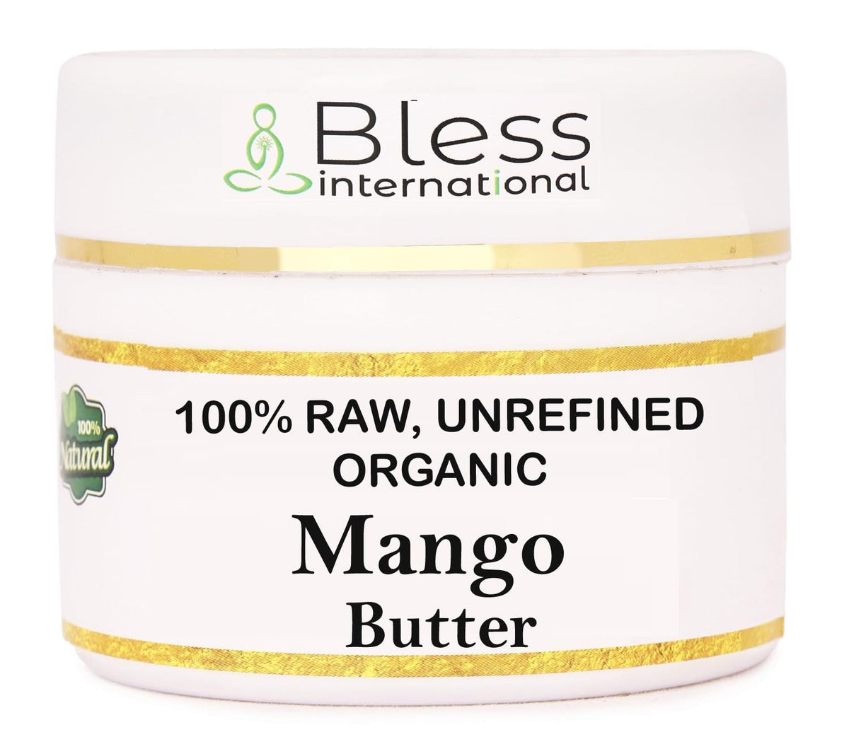Bless International manteca de mango cruda en botella, hidratación diaria.