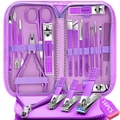Set BLESWIN 16 piezas para manicura en casa, herramientas precisas.