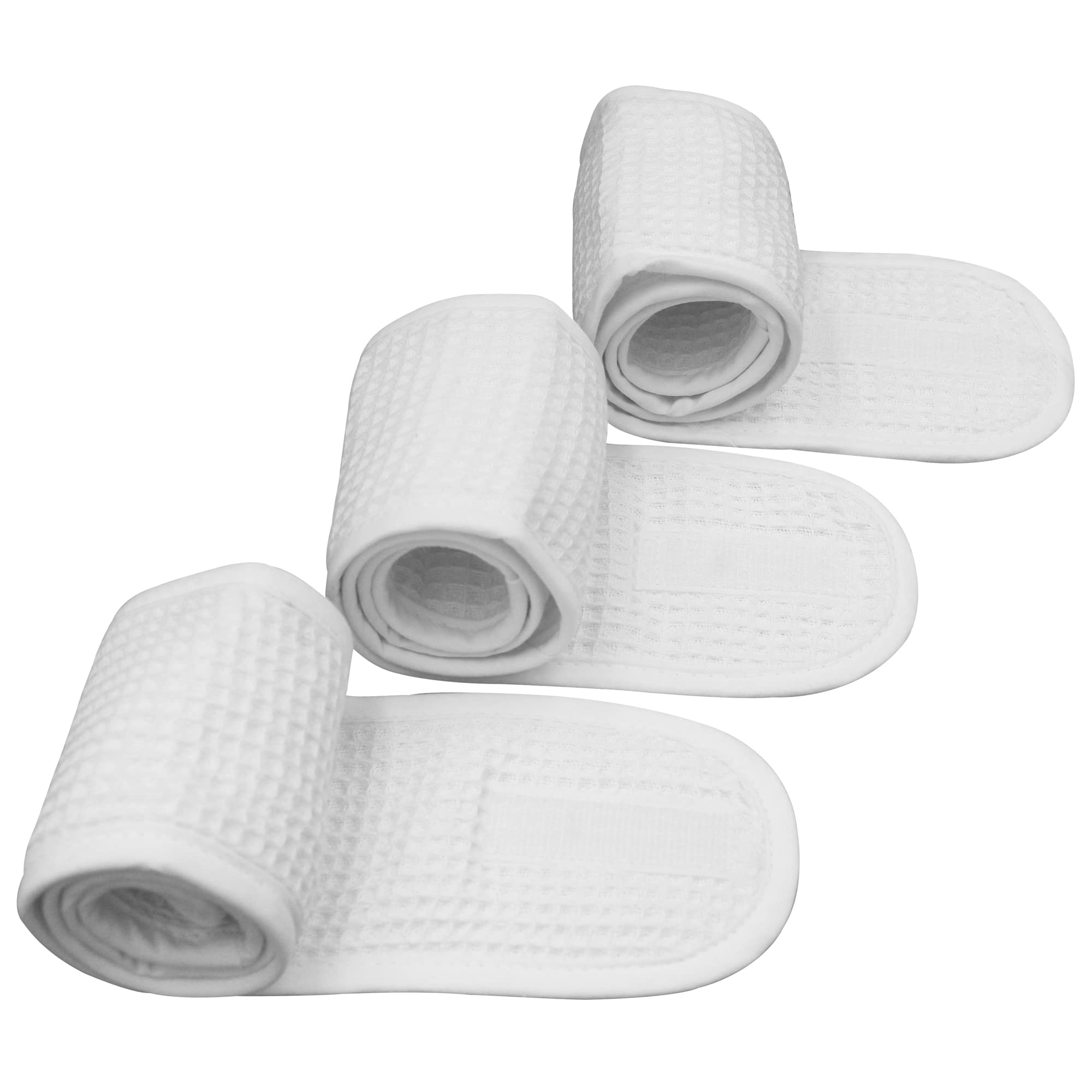 Banda facial ajustable Bleu Bath en waffle blanco para limpieza suave.