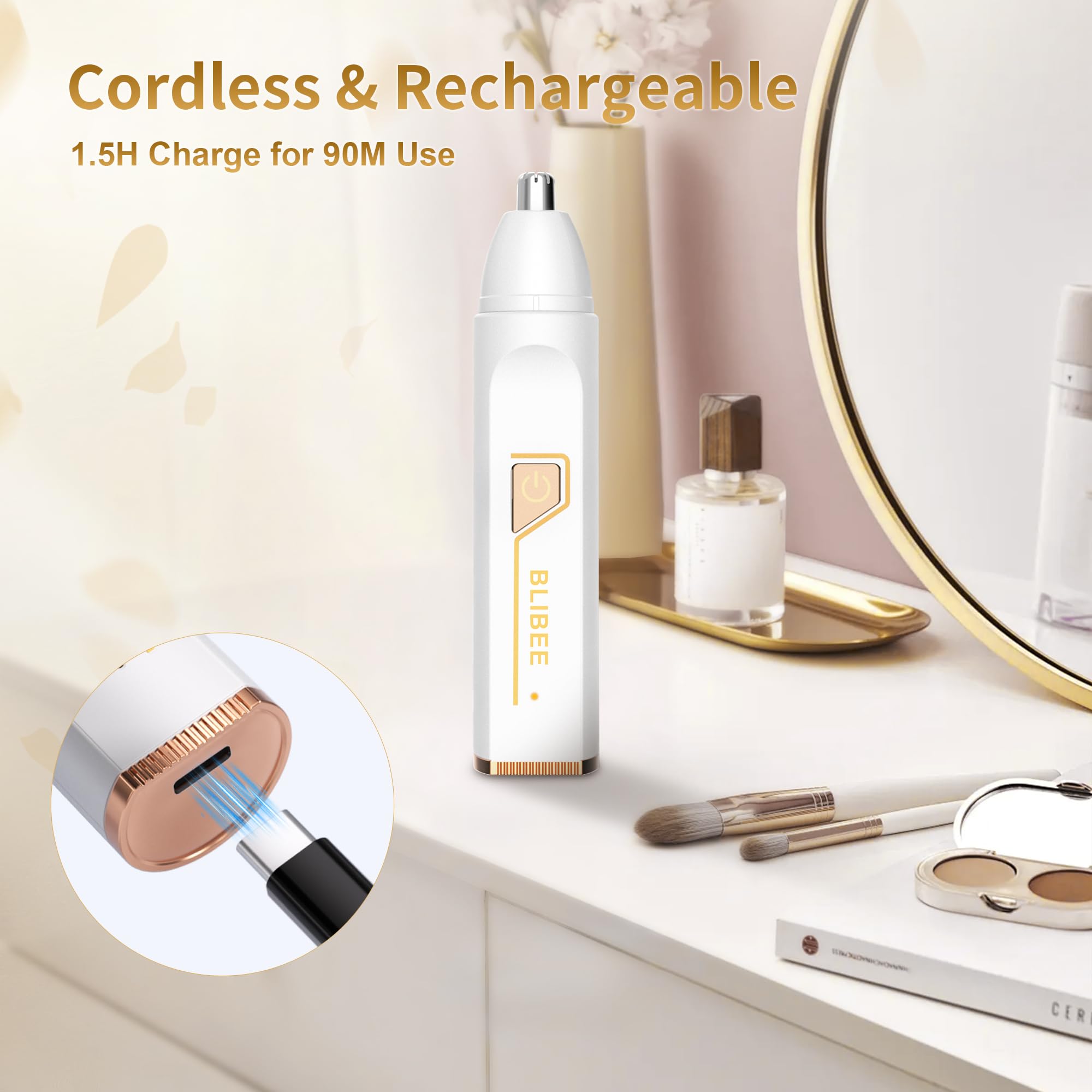 BLIBEE recorte de vello facial, cara y cuello, aspecto limpio.