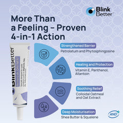 BlinkBetter BetterLids avena coloidal nutre y calma la piel sensible del contorno ocular.