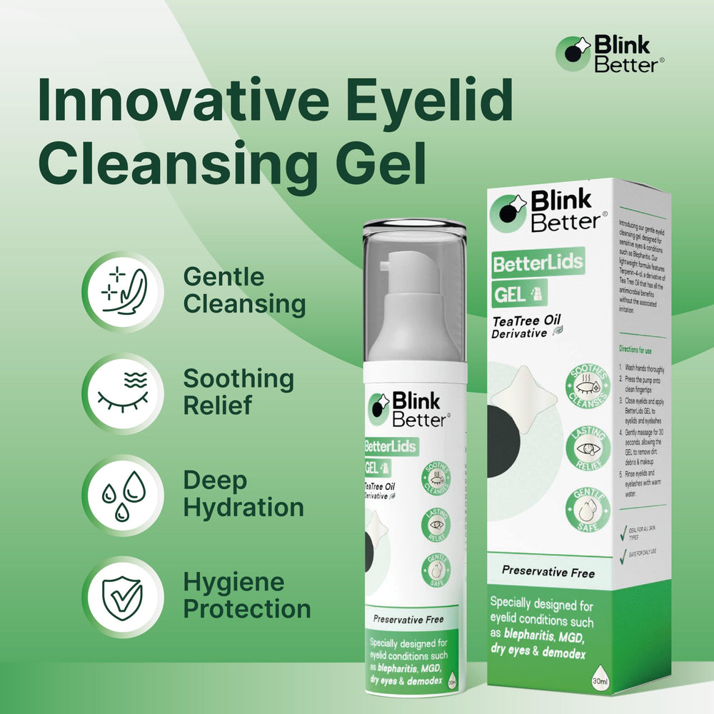 Textura ligera del BetterLids Gel ofrece sensación de frescura durante la limpieza diaria.