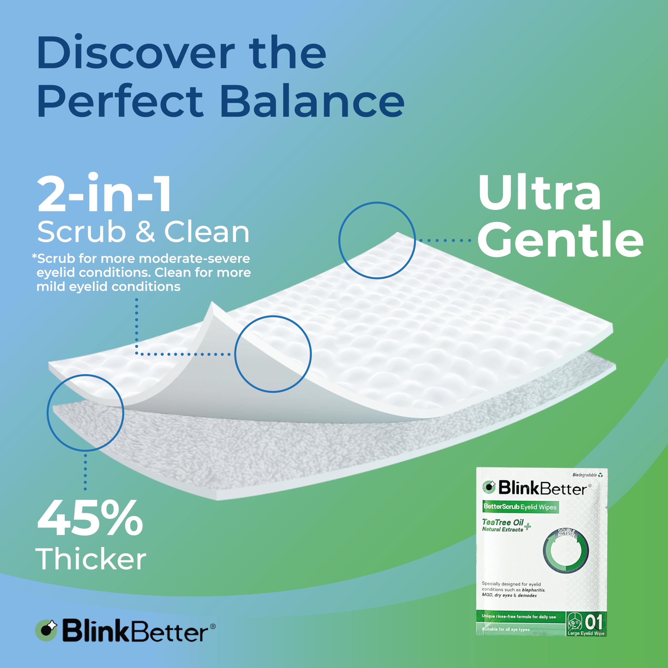 BlinkBetter: humedad triple para sensación de frescura al finalizar.