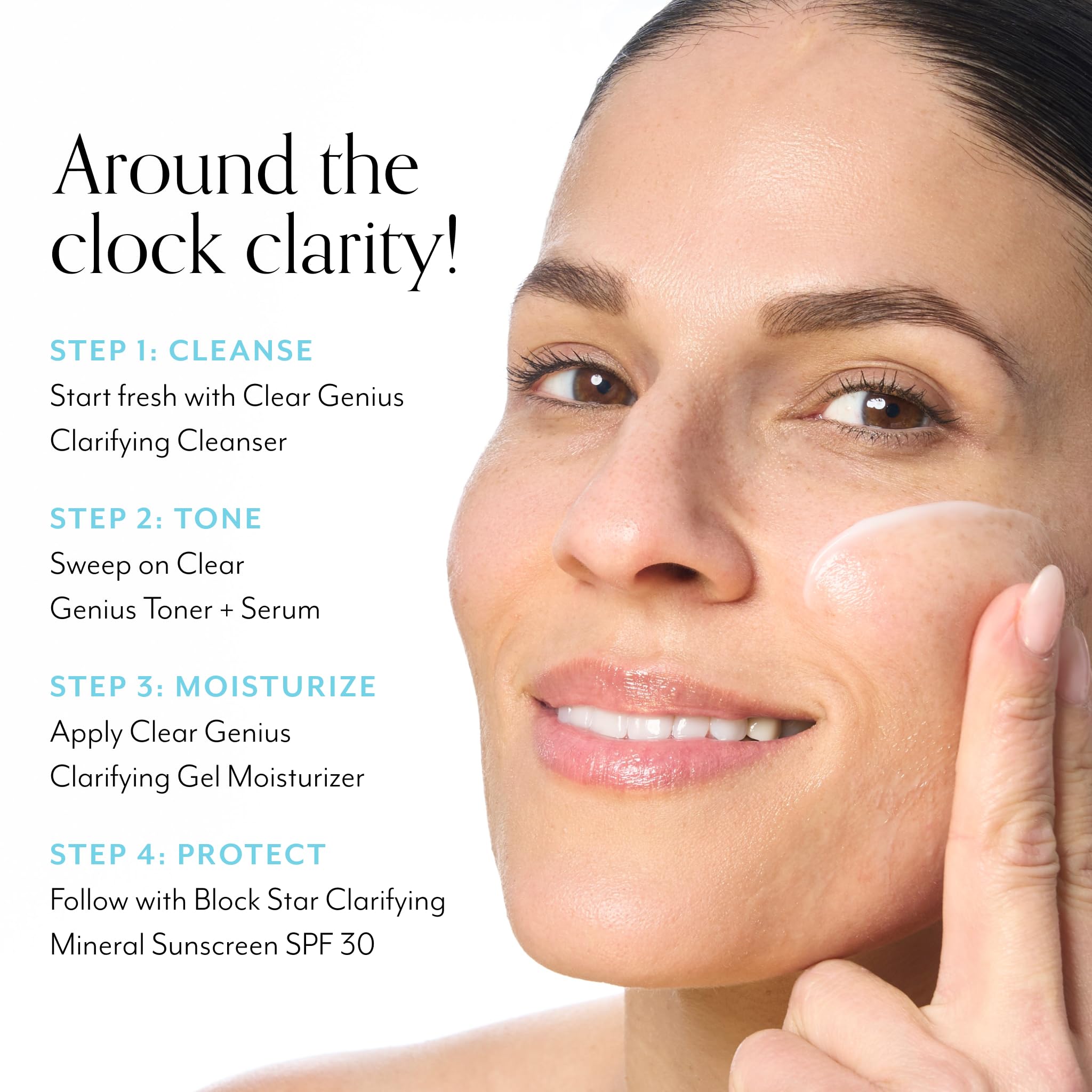 Bliss Clear Genius, imagen de ingredientes que apoyan poros y piel calmada.