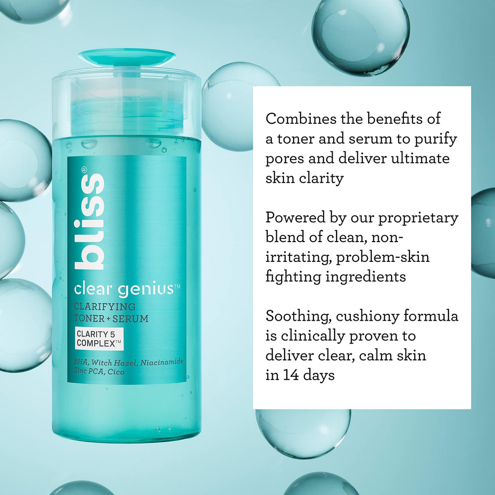 Bliss Clear Genius tea tree aroma signals refreshing cleanse and tone