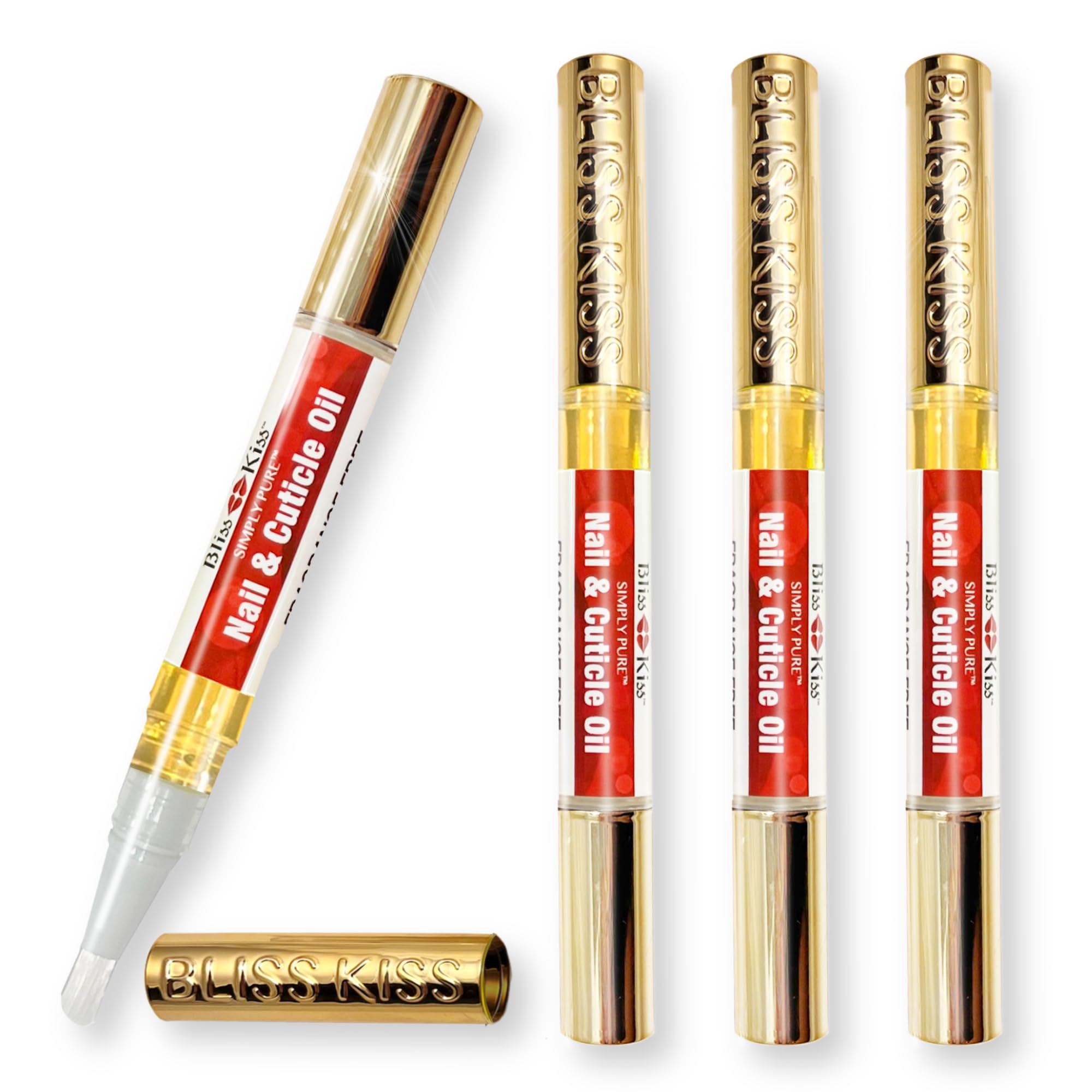 Bliss Kiss aceite cutículas sin fragancia en bolígrafo 4-pack hidrata cutículas.