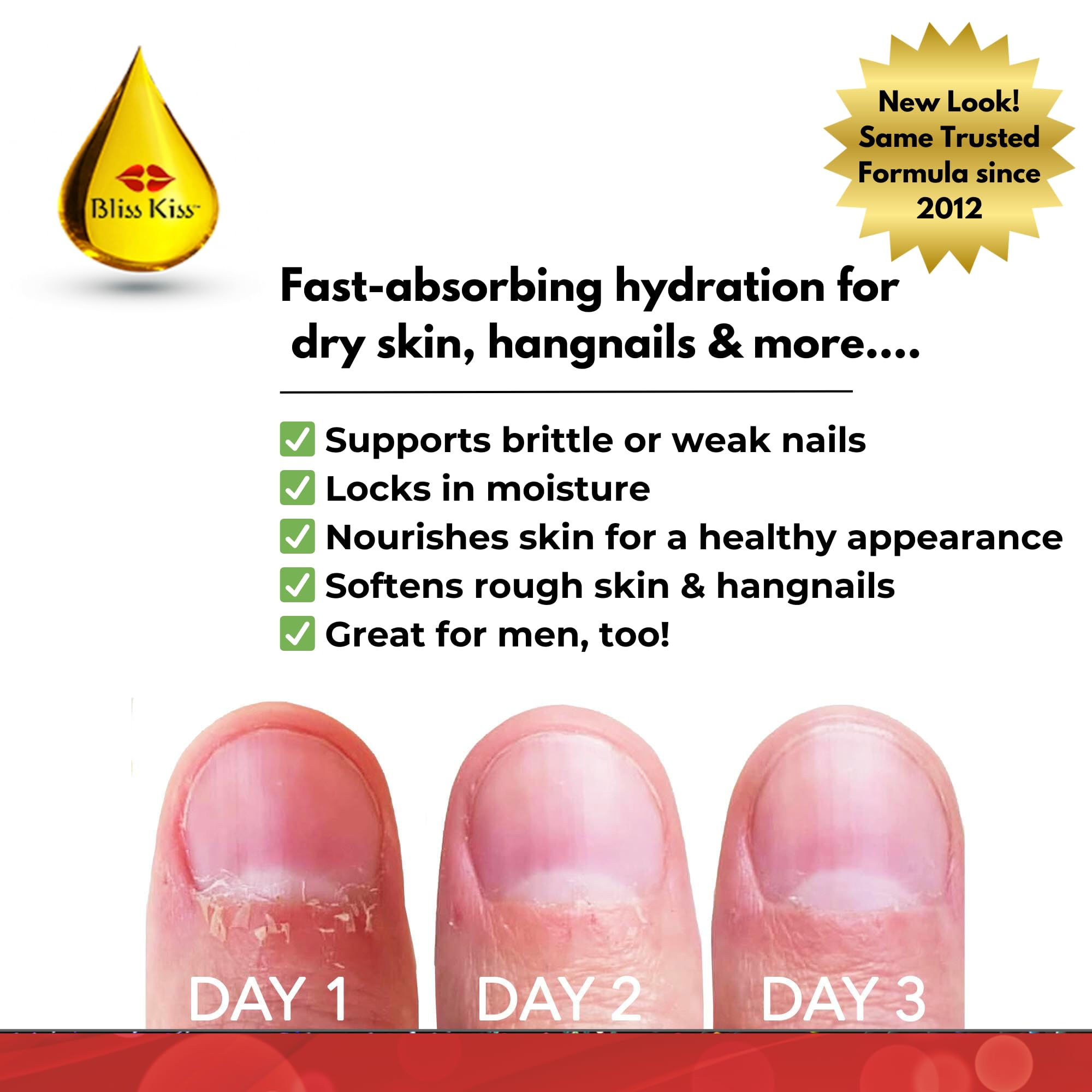 Bliss Kiss cutículas y uñas con nutrición, mejora la flexibilidad.