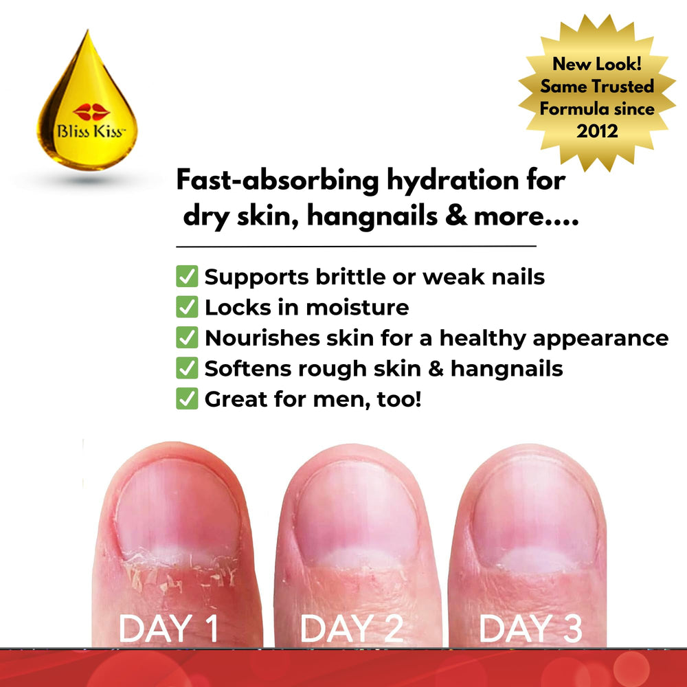 Bliss Kiss cutículas y uñas con nutrición, mejora la flexibilidad.