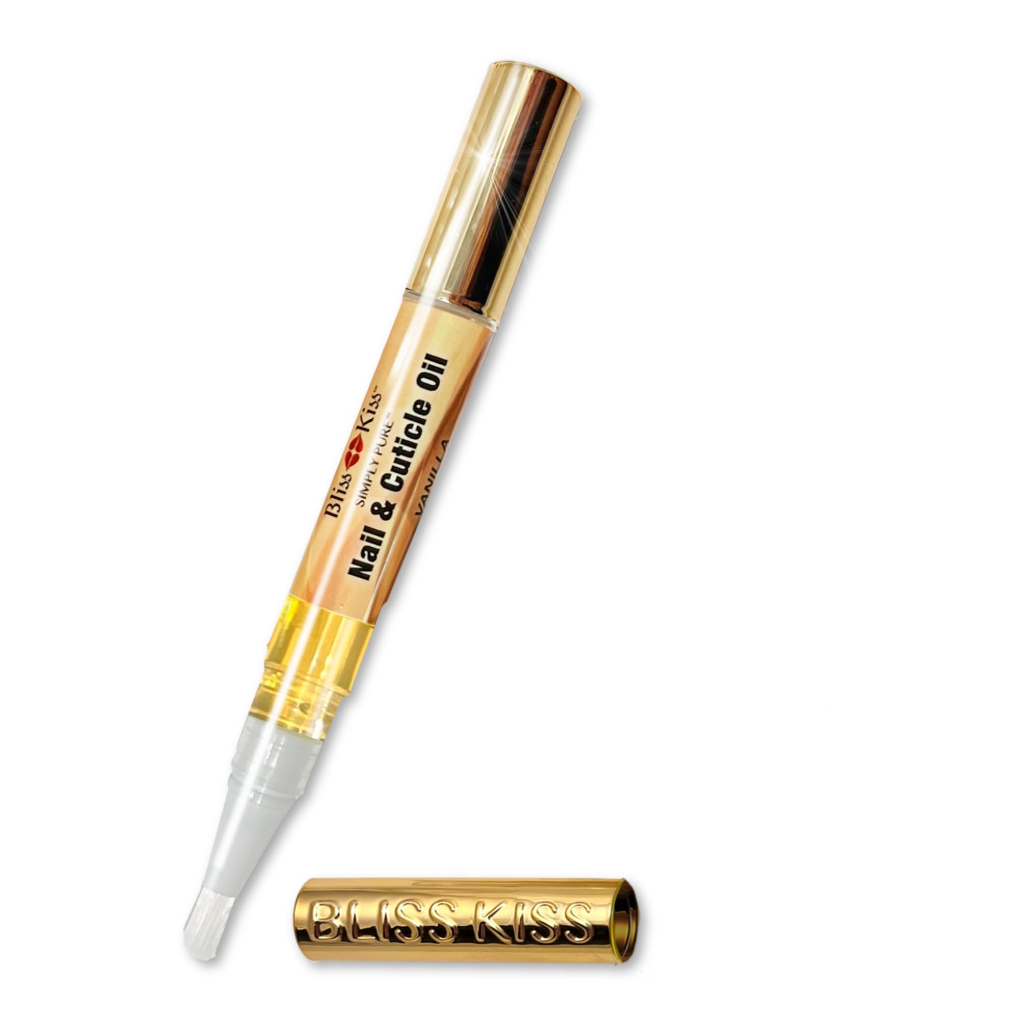 Bliss Kiss fragancia vainilla: aceite de cutícula suave para uñas cuidadas.