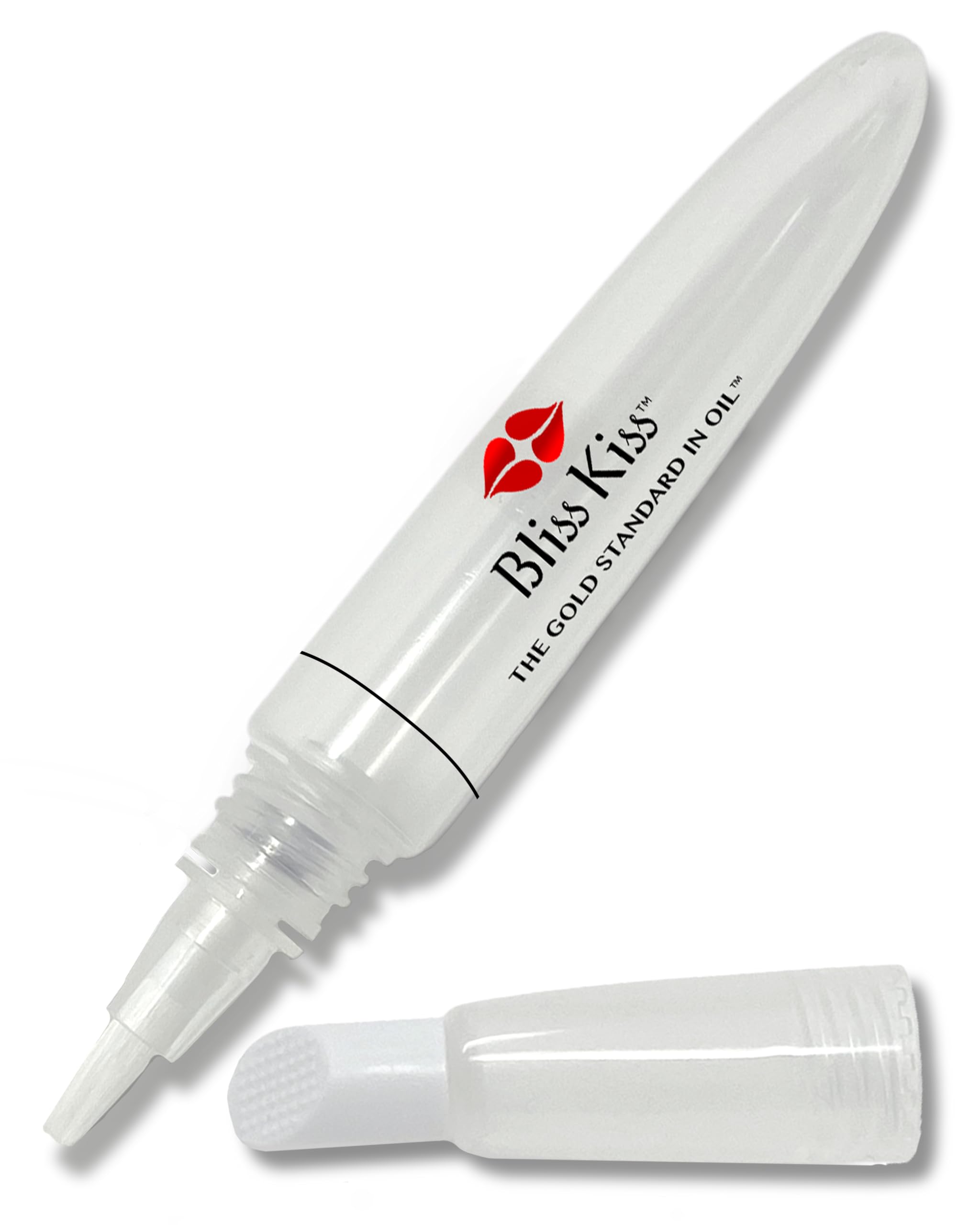 Bliss Kiss pen de aceite para cutículas recargable con pincel, uso rápido y limpio.
