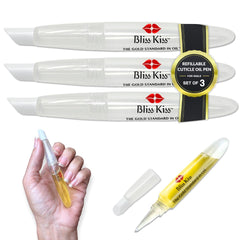 Bliss Kiss refillable cuticle oil pen with precise brush for targeted hydration
