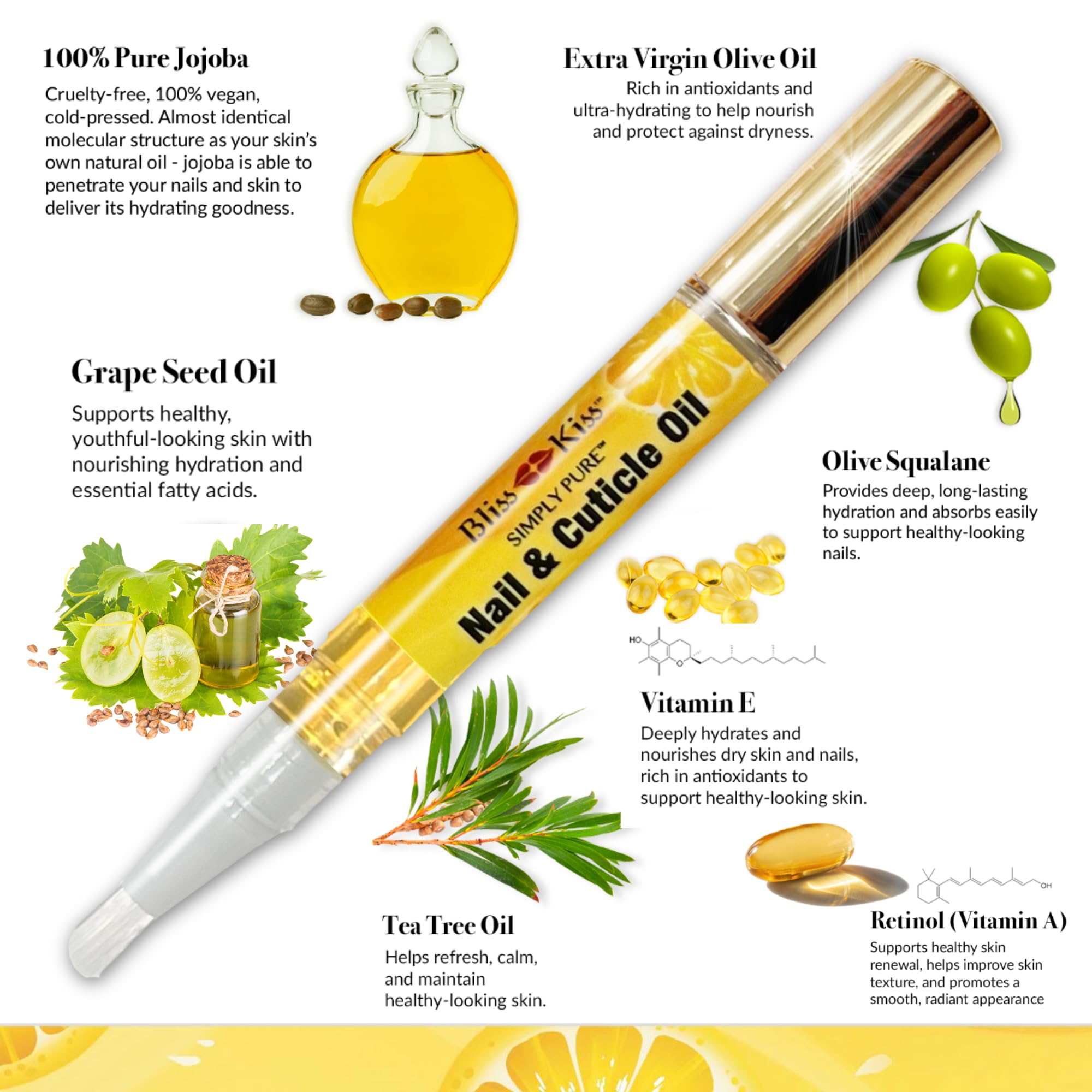 Bliss Kiss stylo huile cuticules format portable — idéal en voyage
