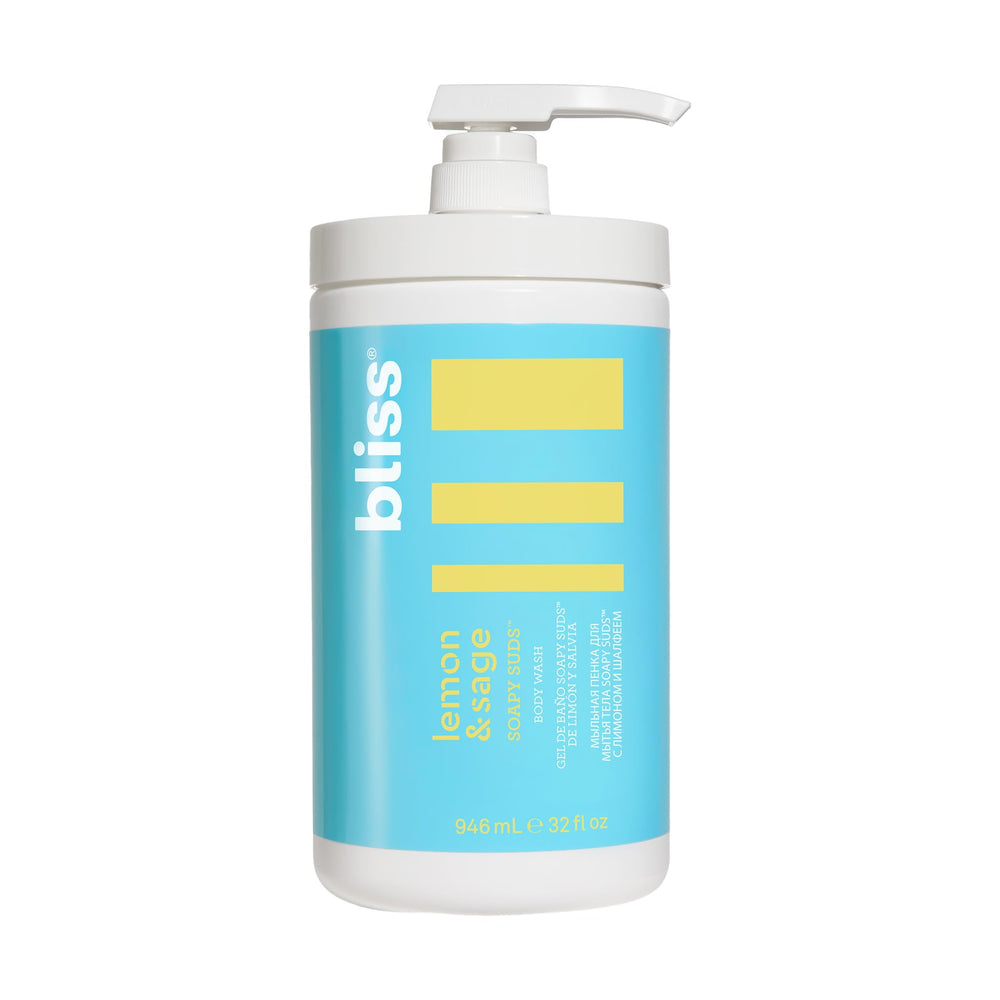 Gel de ducha Bliss Espumoso Limón y Salvia: botella volcada para ritual revitalizante