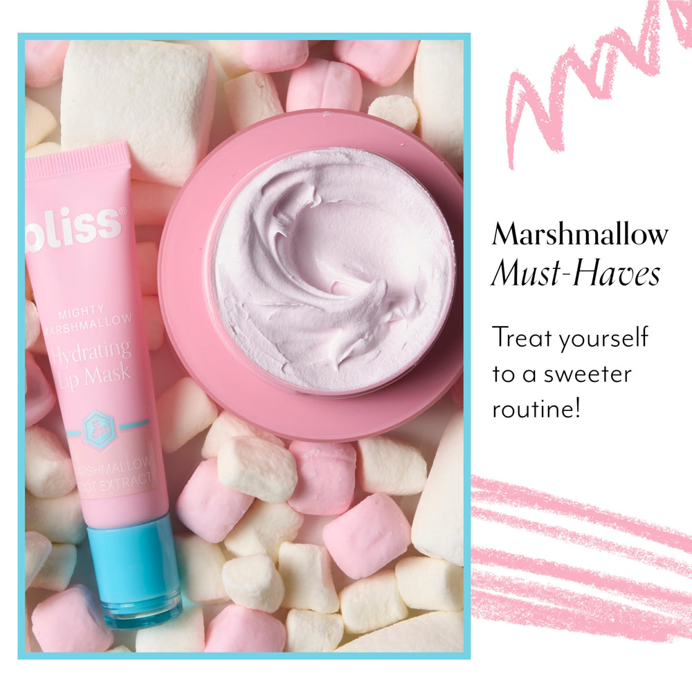 Bliss Mighty Marshmallow Labios: aplicación rápida para cuidado ligero durante el día.