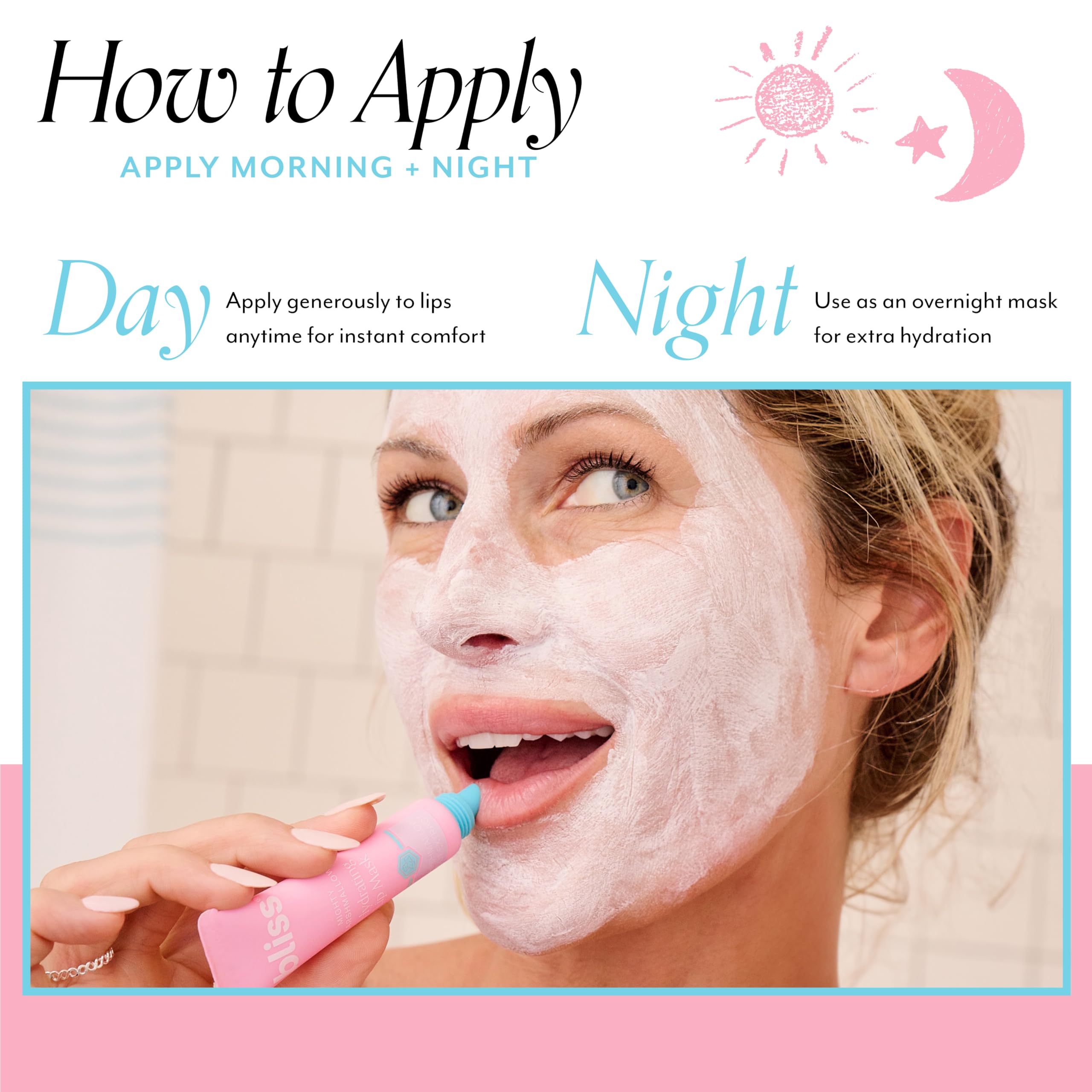 Bliss Mighty Marshmallow Labios: uso nocturno para labios nutridos al despertar.