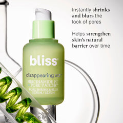 Bliss Niacinamide Pore Vanish, avant-après démontrant l'estompe des pores