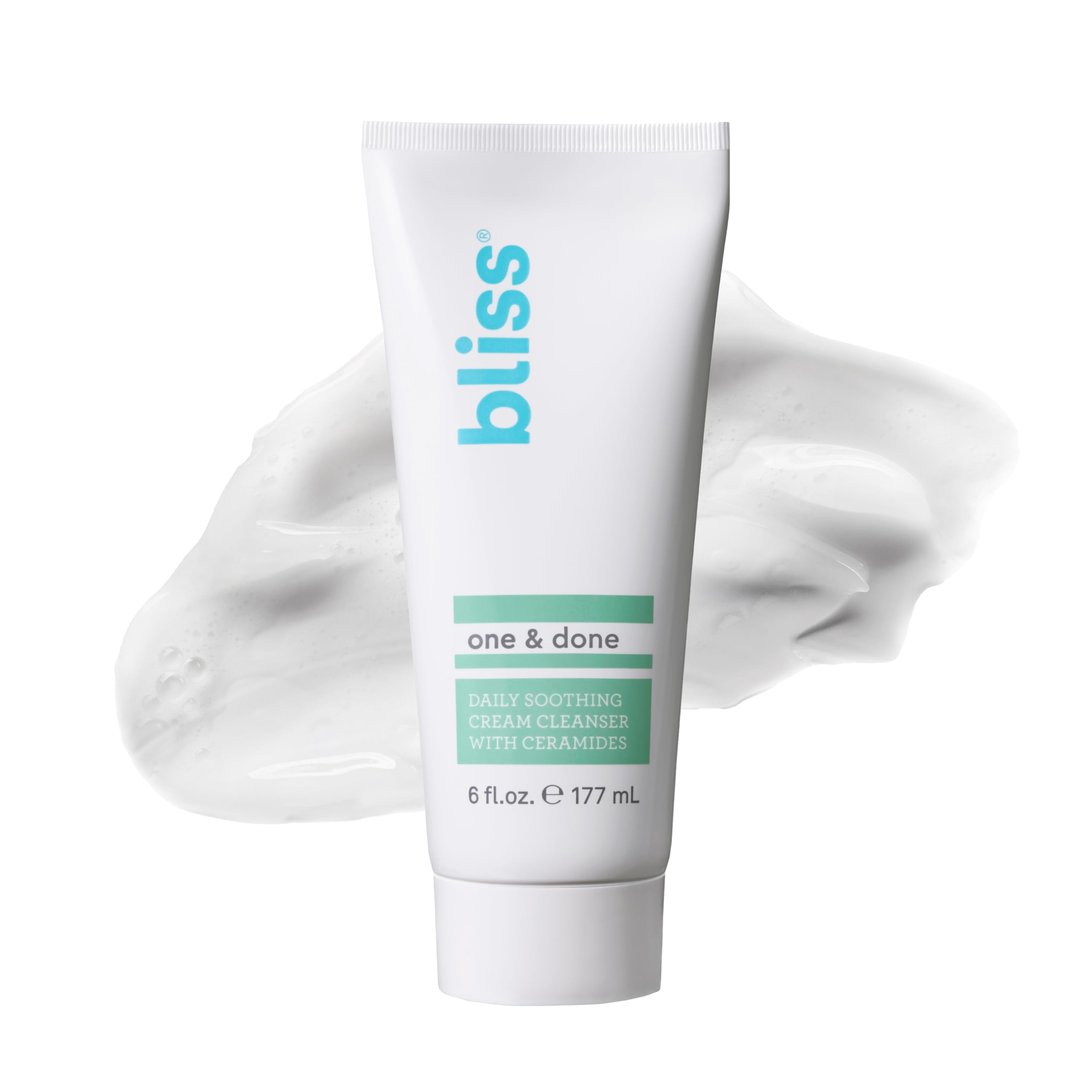 Bliss One & Done limpiador con ceramidas en botella para piel seca.