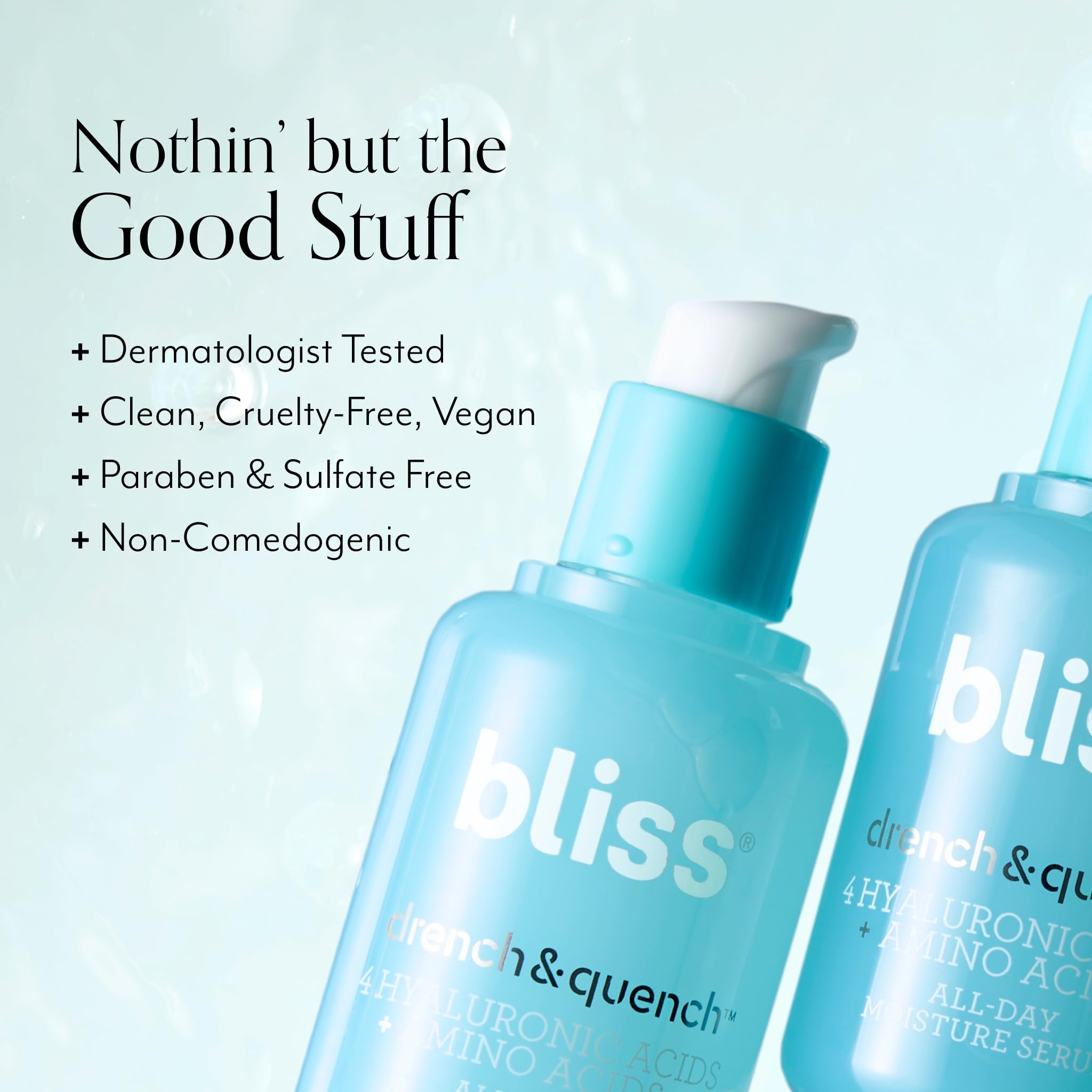 Bliss Sérum base agua, absorción rápida para combinar con otros productos.