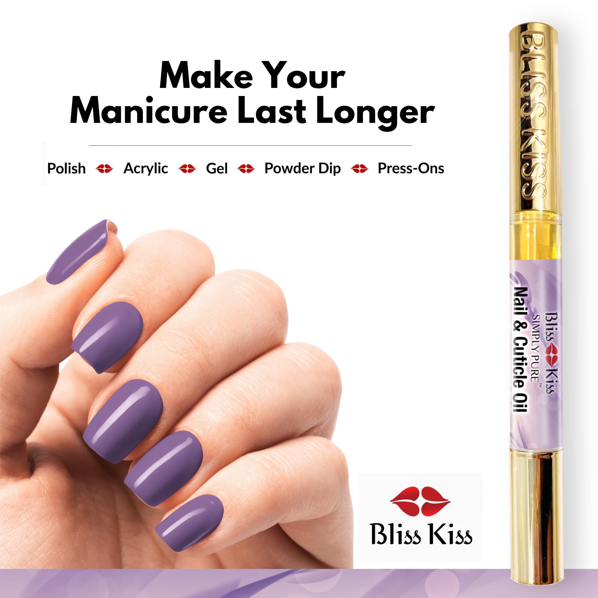 Bliss Kiss tamaño portátil para retoques en bolso o escritorio.