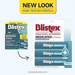 Bálsamo labial medicado de Blistex, aplicación suave para labios sedientos.