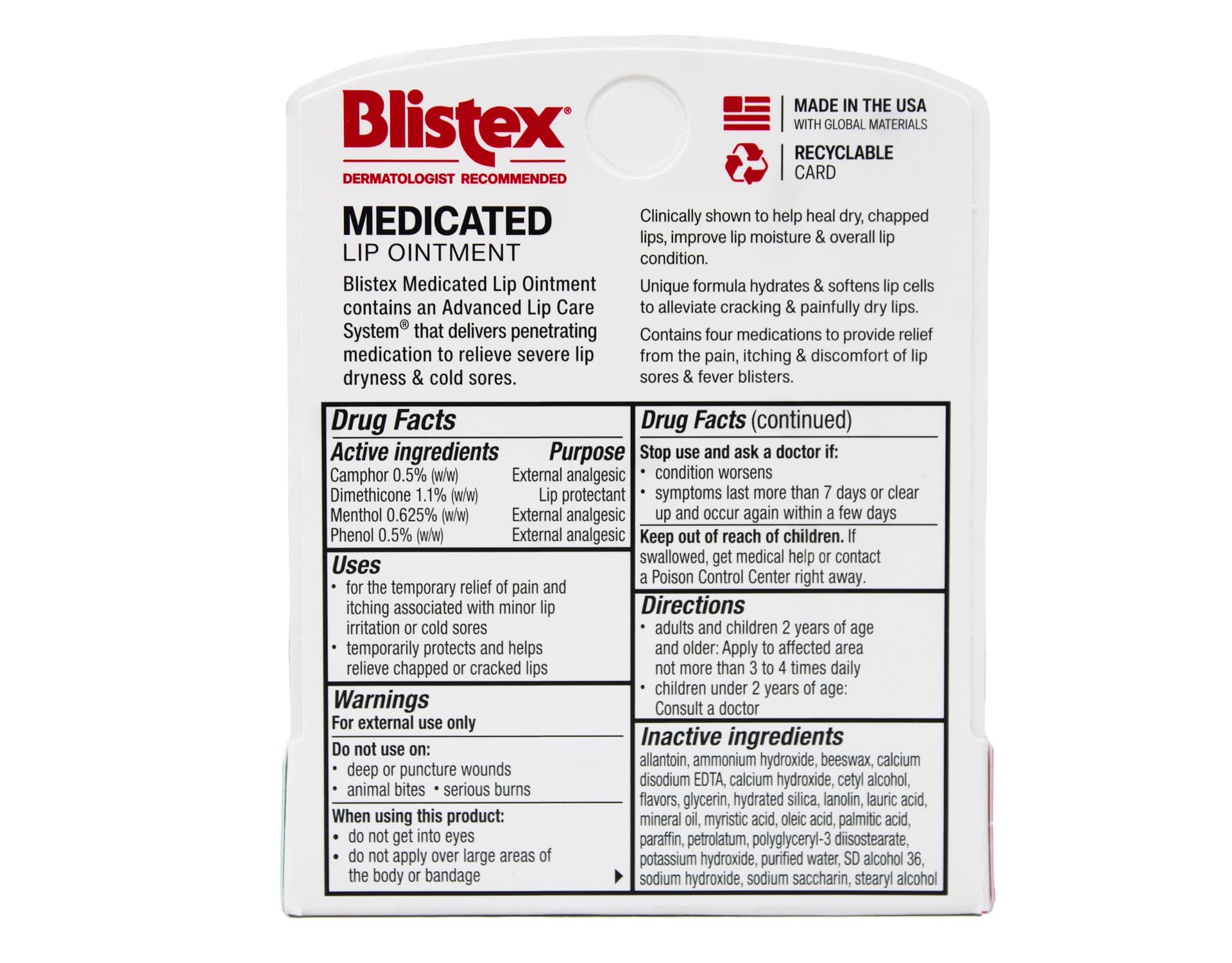 Blistex bálsamo labial medicado, tubo-0-21-onzas, aplicación precisa para labios.