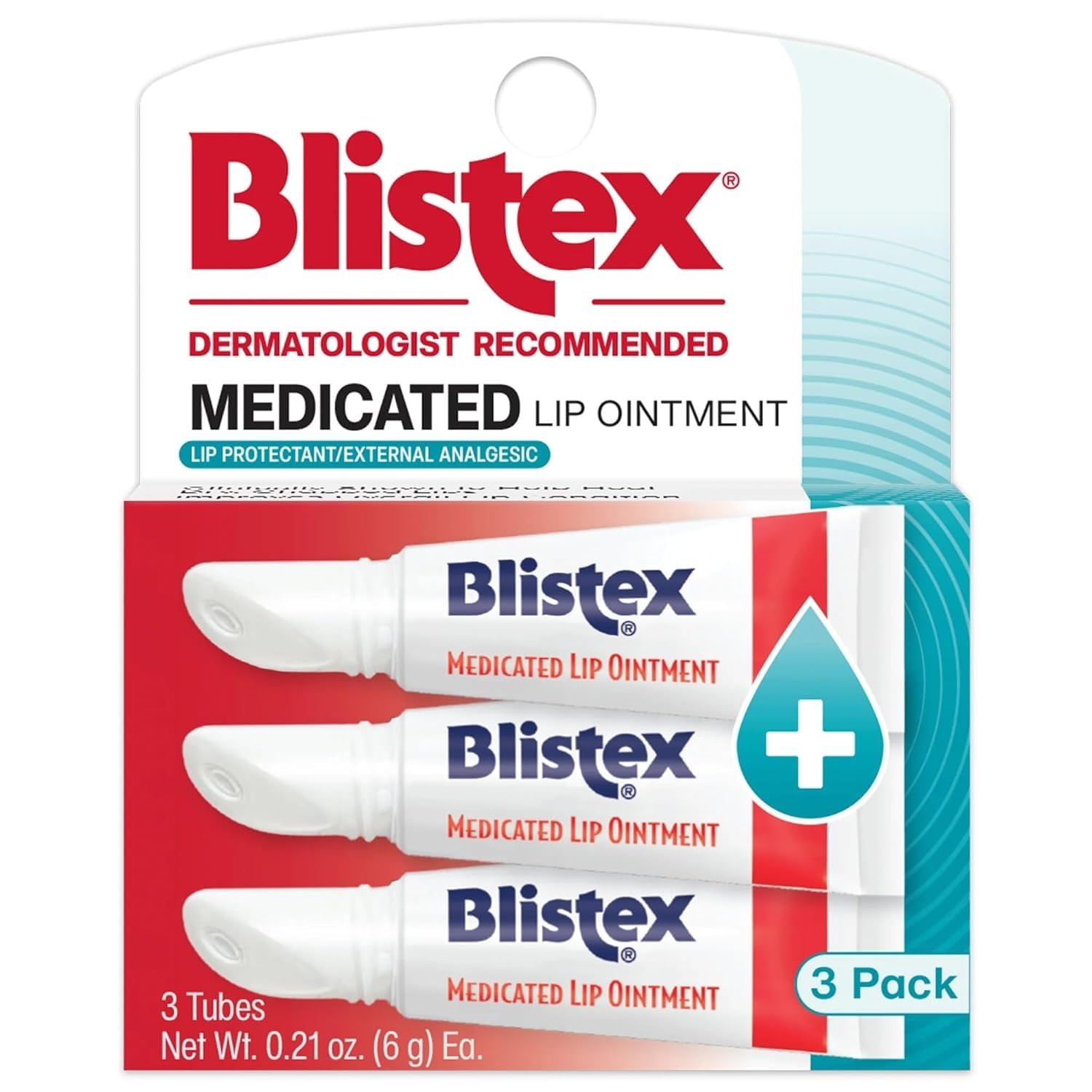 Bálsamo labial medicado Blistex en tubo para labios secos y agrietados.