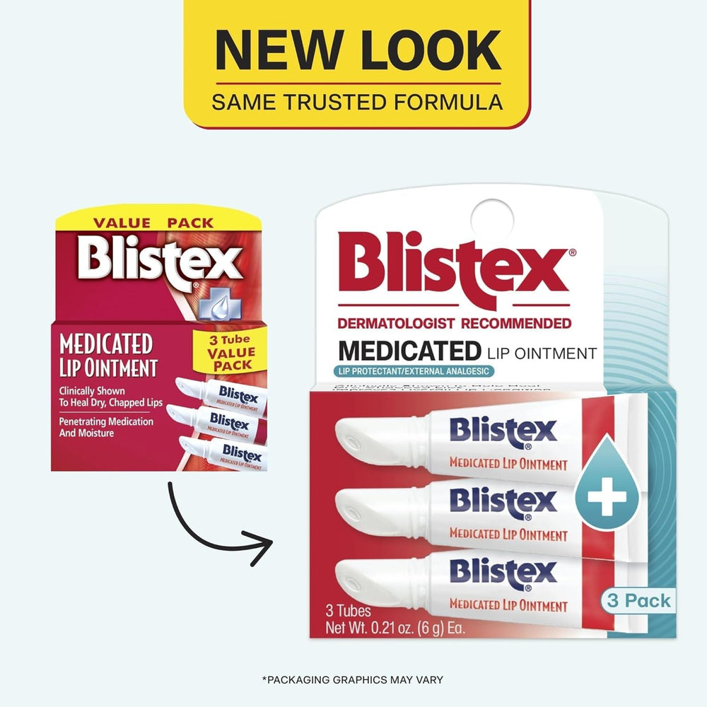 Aplicación suave de Blistex para hidratar y suavizar labios resecados.