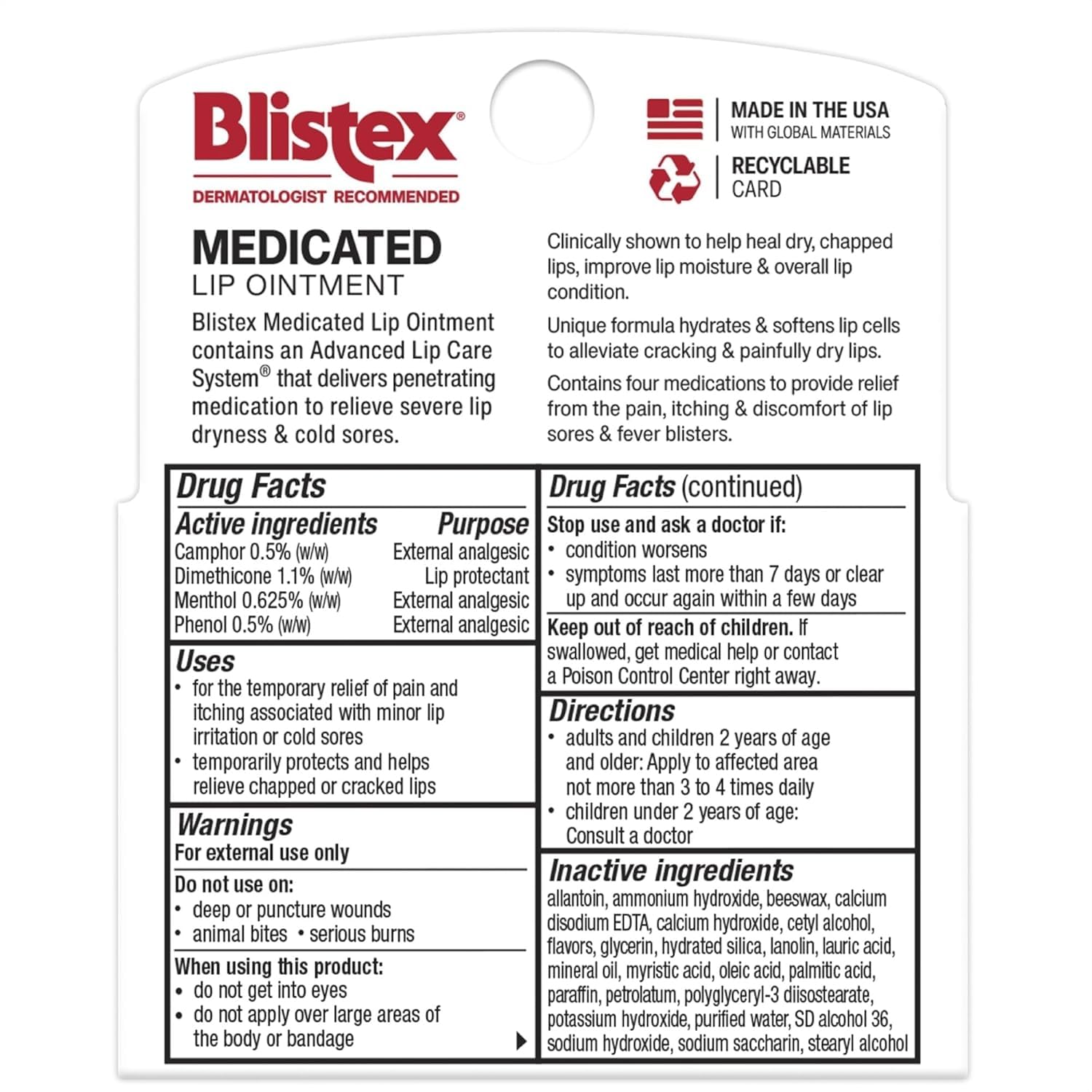 Aplicación precisa de Blistex para aliviar molestias en los labios.