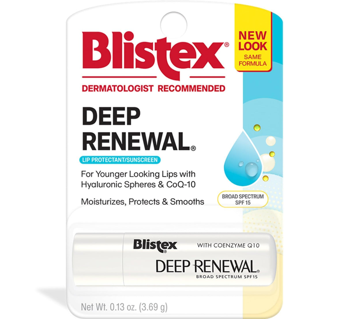 Blistex Renovación Profunda bálsamo labial en estuche de 4 para hidratación prolongada.