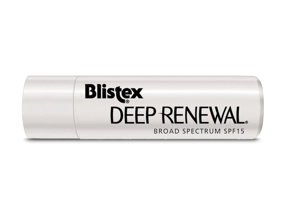 Blistex Renovación Profunda bálsamo labial con textura suave para hidratación.