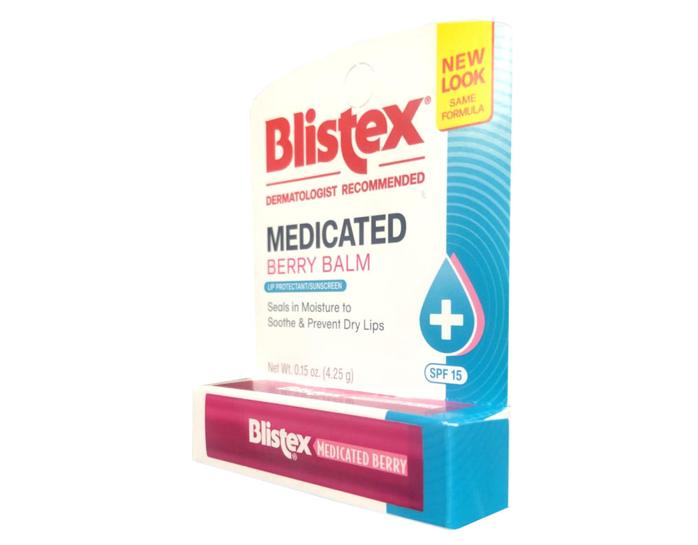Blistex Three Protectants Berry lip balm delivers lasting moisture.