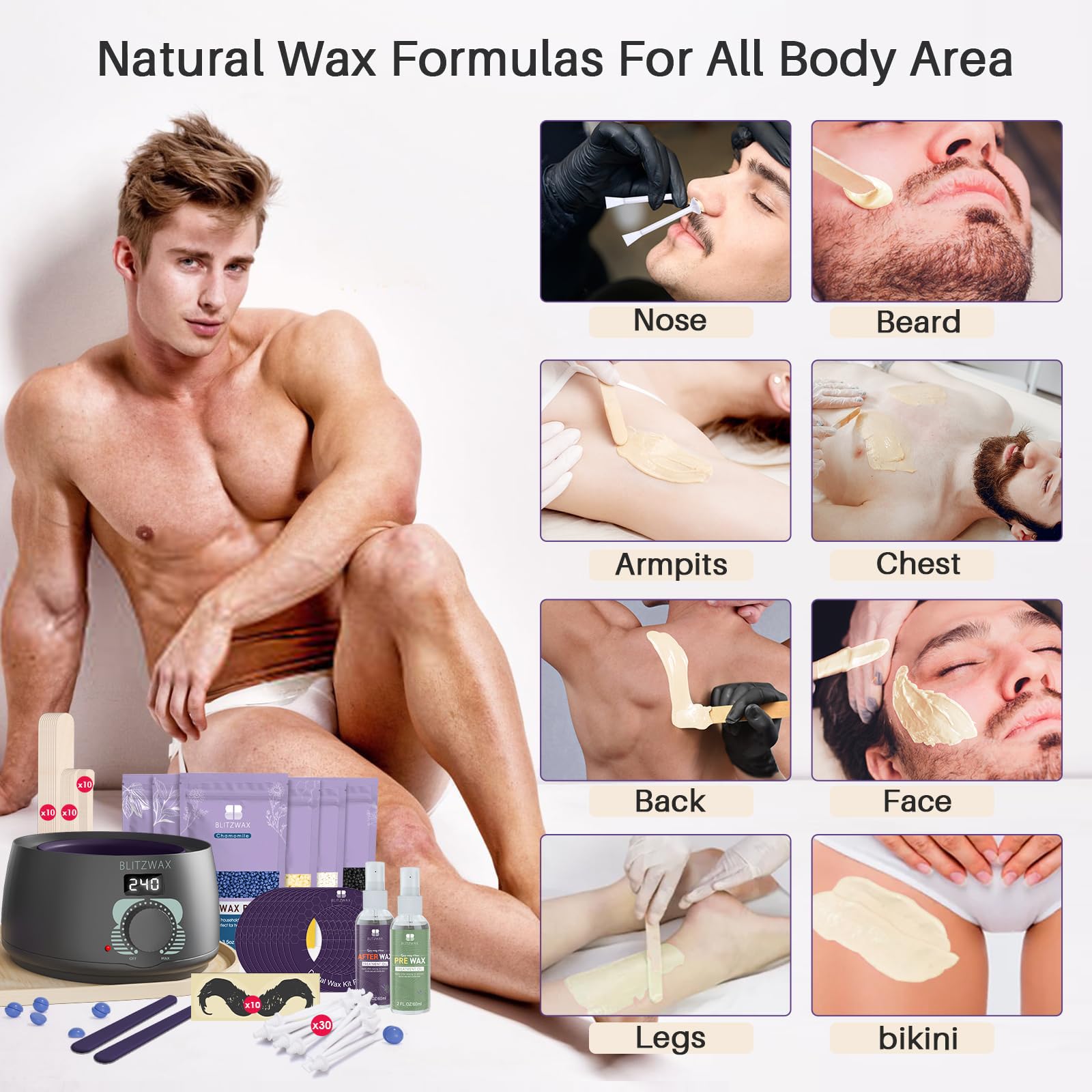 BLITZWAX cera dura para pelos resistentes ofrece extracción eficaz.