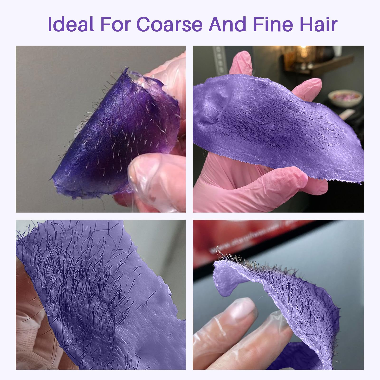 BLITZWAX Lavender hard wax beads close-up highlighting coarse hair formula for strong grip.
