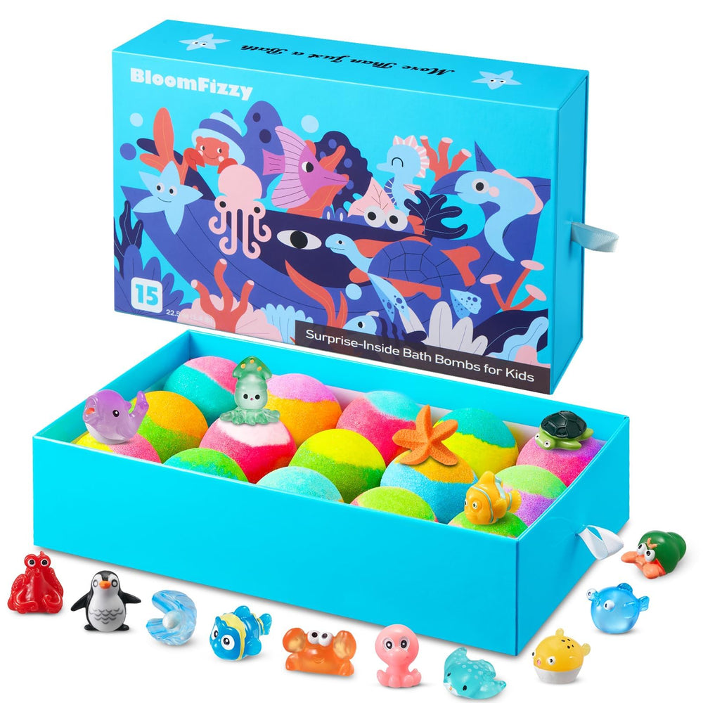 BloomFizzy bombas de baño arcoíris, diversión colorida para la hora del baño de los niños.