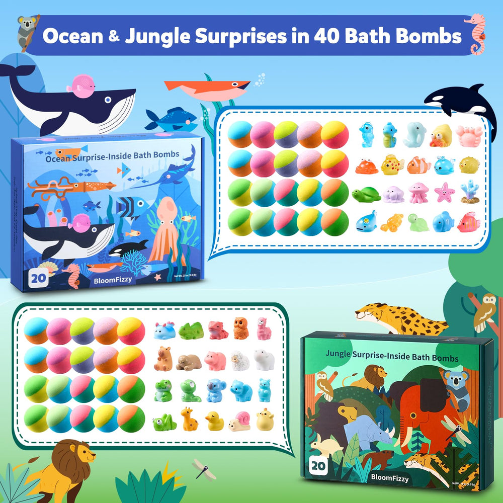 BloomFizzy presenta cajas tematicas oceanos y jungla para exploracion divertida en la hora del baño.