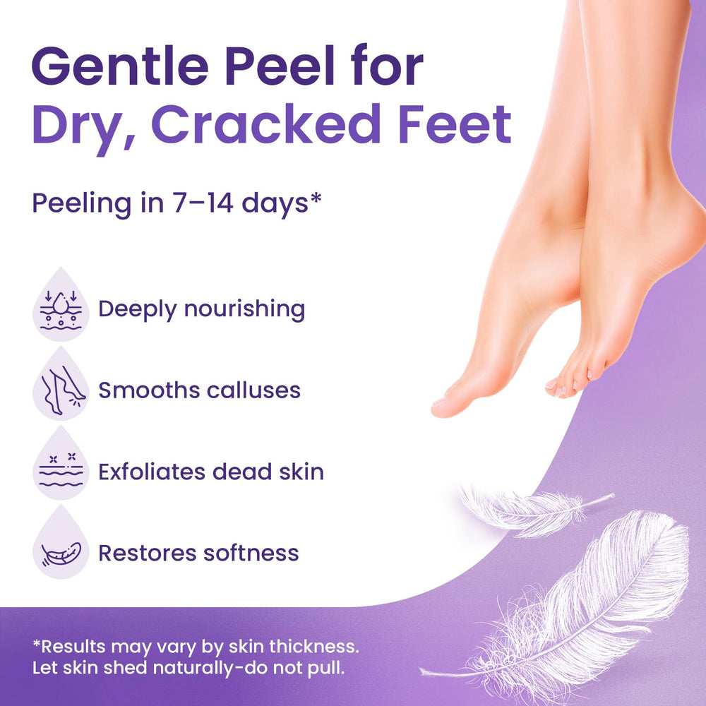 BLOOMORA calcetines exfoliantes para pies: lavanda y karité para hidratación y nutrición.