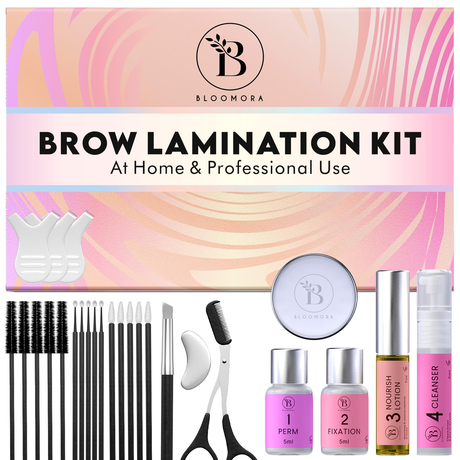 BLOOMORA kit laminación-cejas: presentación en estuche para uso en casa.