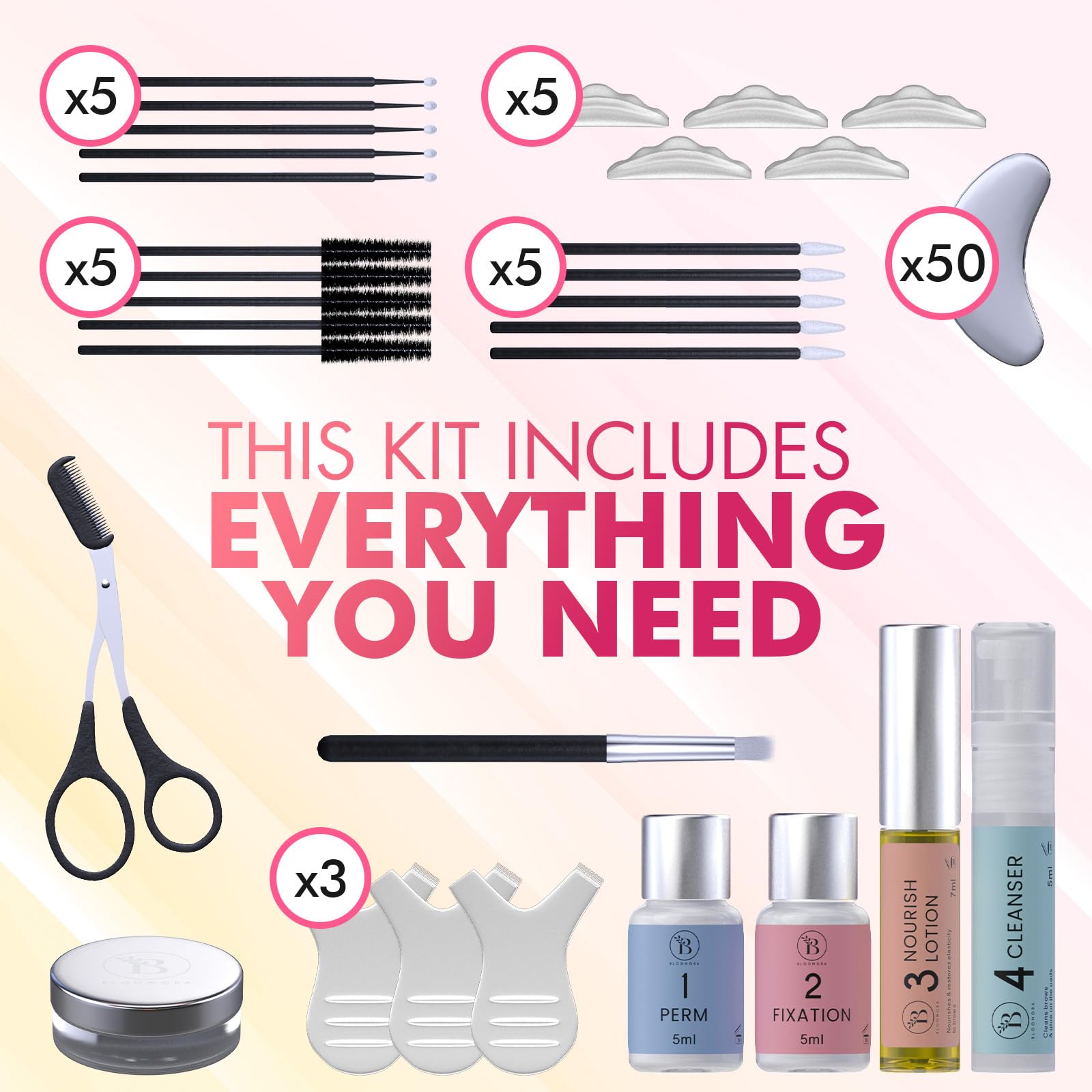 BLOOMORA kit de laminación: uso rutinario para cejas definidas.
