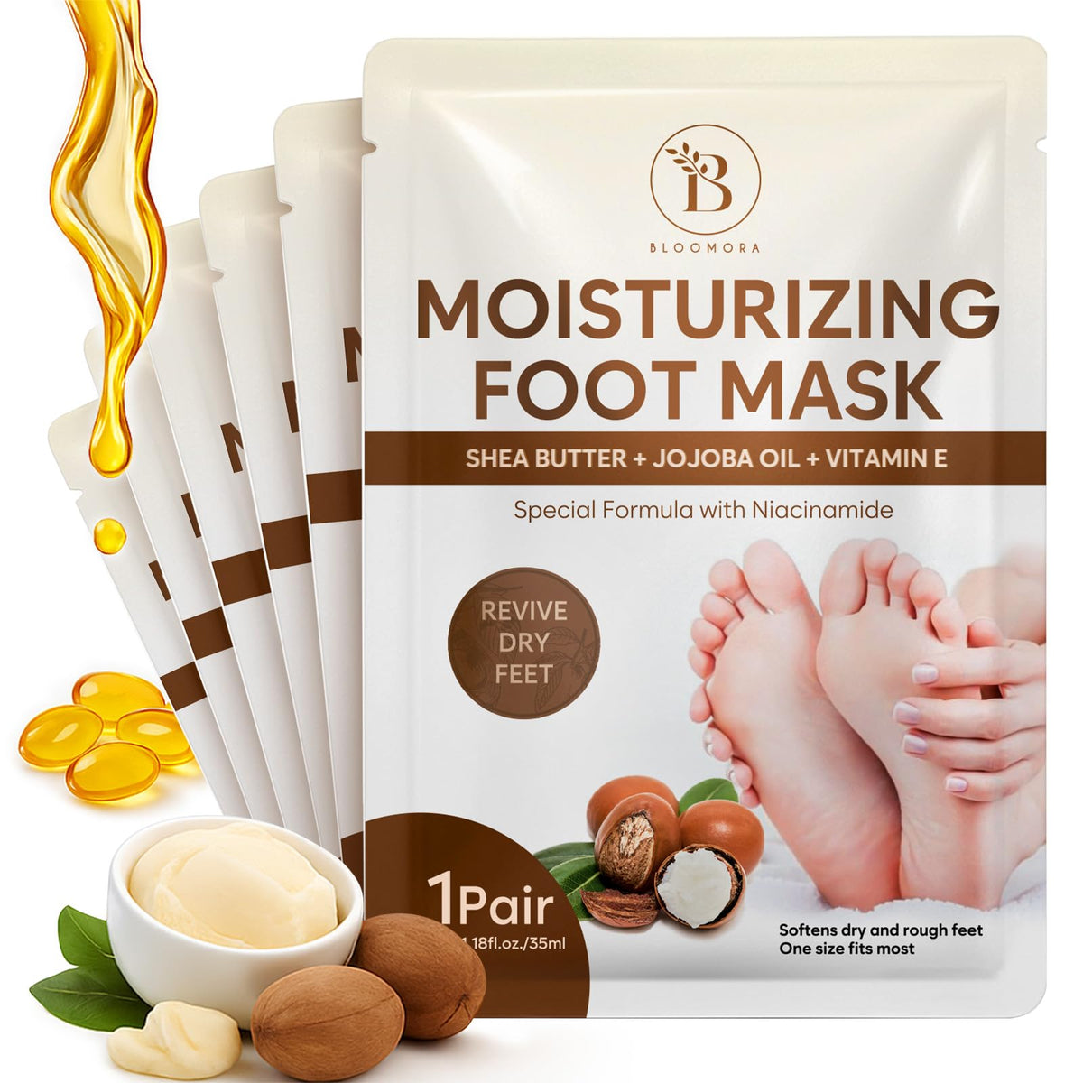 BLOOMORA mascarilla de pies hidratante para suavizar piel áspera