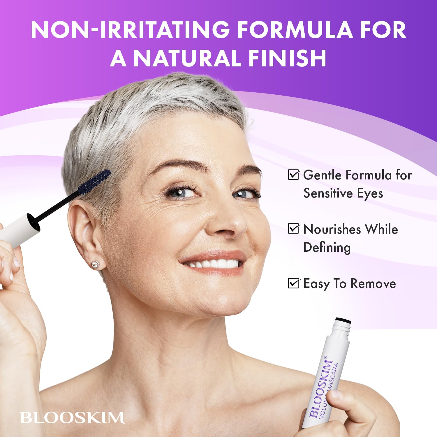 Blooskim Mascara brosse-precision application lisse sans paquets.